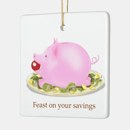 Schweine Bank "Fest auf deine Ersparnisse" Geld Keramikornament (Links)
