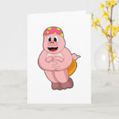 Schweine beim Springen ins Wasser Karte (Gelbe Blume)