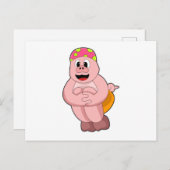 Schweine beim Springen ins Wasser Postkarte (Vorne/Hinten)