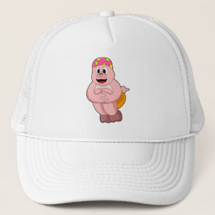 Schweine beim Springen ins Wasser Truckerkappe