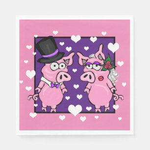 Schweine-Braut und Bräutigam Papier Servietten Hoc