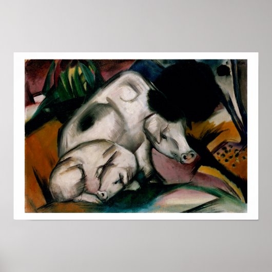 Schweine, c.1912 (Öl auf Leinwand) Poster (Vorne)