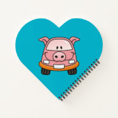 Schweine-Cartoon-Auto Notizbuch (Rückseite)