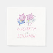 Schweine Couple Niedlich Serviette (Vorderseite)