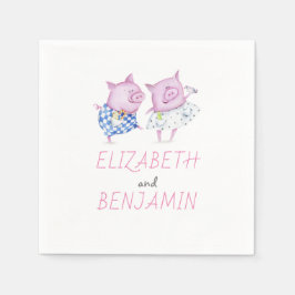 Schweine Couple Niedlich Serviette