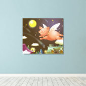 Schweine, die am Himmel fliegen Leinwanddruck (Insitu (Holzboden))