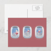 Schweine, die vorbei an Flugzeugfenstern fliegen Postkarte (Vorne/Hinten)