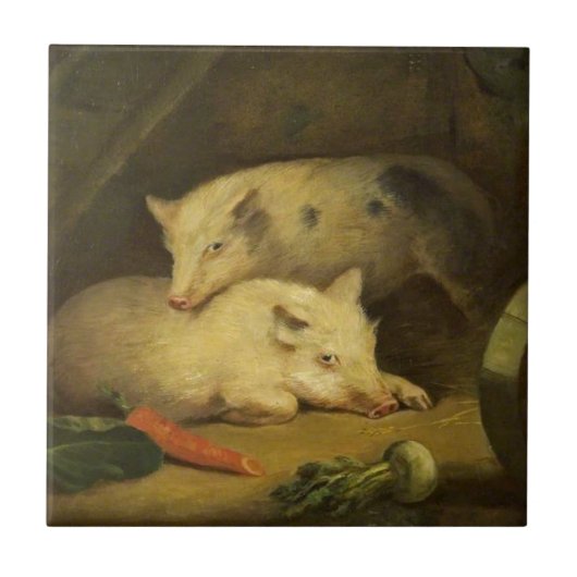 Schweine durch George Morland Fliese (Vorderseite)