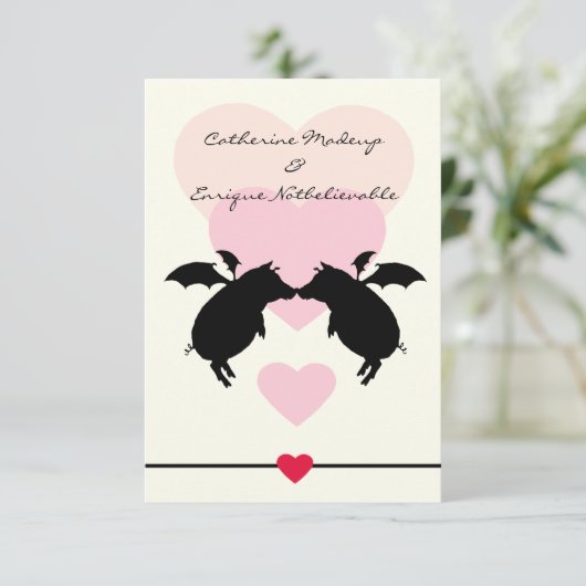 Schweine Einladung (Stehend Vorderseite)