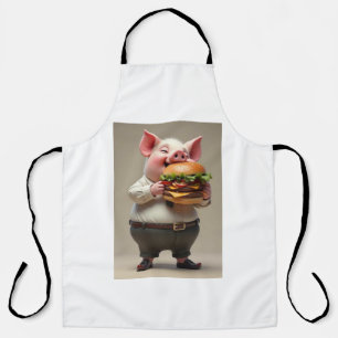 Schweine essen eine Burger-Schürze Schürze