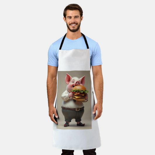 Schweine essen eine Burger-Schürze Schürze (Getragen)