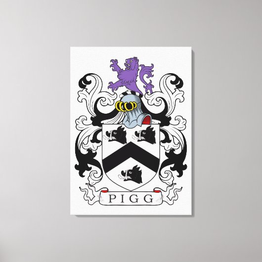 Schweine-Familienwappen Leinwanddruck (Vorderseite)