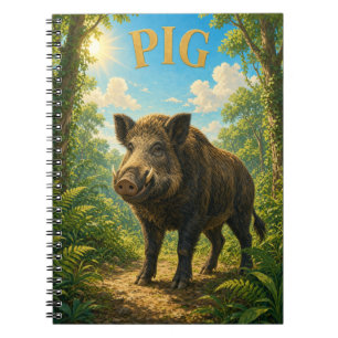 Schweine-Farn-Wald-Wasserfarbe GeoSaga Notizblock