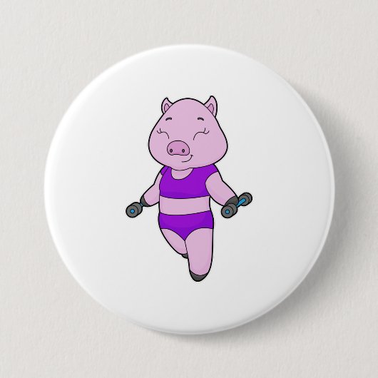 Schweine-Fitness-Hantel Button (Vorderseite)