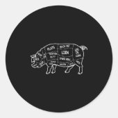 Schweine Fleischhälfte Schneidet Diagramm Koch Koc Runder Aufkleber (Vorderseite)