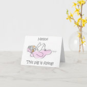 Schweine fliegen Anmerkungs-Karte Karte (Gelbe Blume)