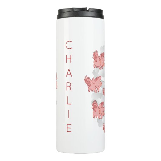 Schweine fliegen Nametrommel Thermosbecher (Rückseite)