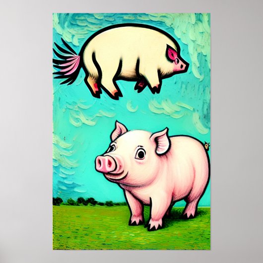 Schweine fliegen poster (Vorne)