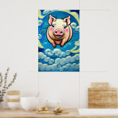 Schweine fliegen poster (Küche)