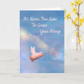 Schweine fliegen und ihre Flügel wachsen lassen Karte (Gelbe Blume)