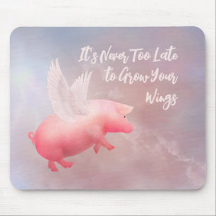 Schweine fliegen und ihre Flügel wachsen lassen Mousepad