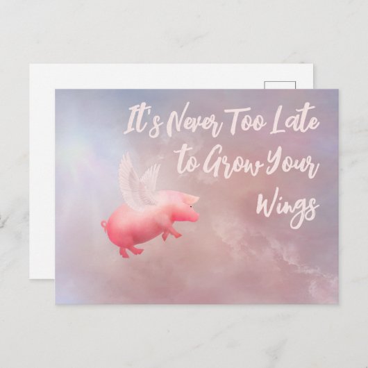 Schweine fliegen und ihre Flügel wachsen lassen Postkarte (Vorne/Hinten)