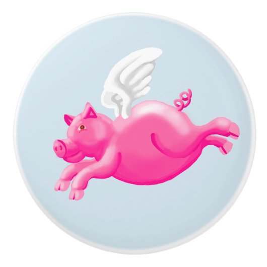 Schweine fliegen Version zwei Keramikknauf (Vorderseite)