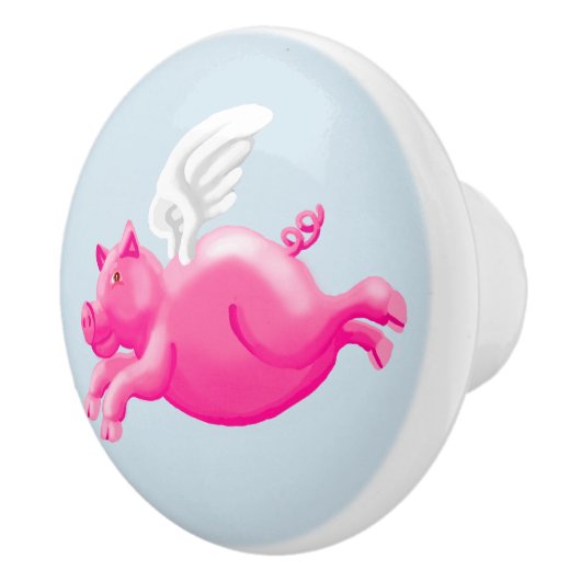 Schweine fliegen Version zwei Keramikknauf (Rechts)
