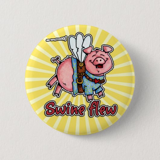 Schweine flogen Knopf Button (Vorderseite)