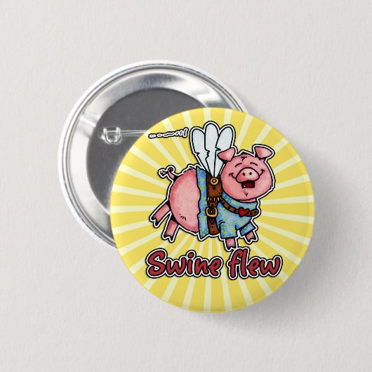 Schweine flogen Knopf Button (Vorne & Hinten)