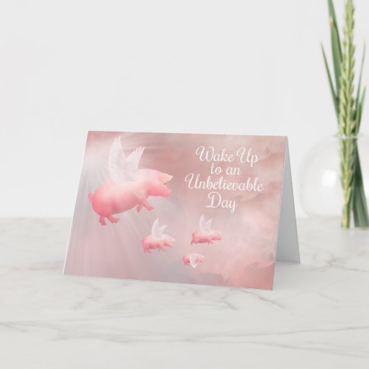 Schweine Fly-an-Unglaubliche Tageskarte Karte (Vorderseite)