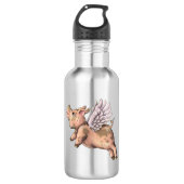Schweine Fly Edelstahlflasche (Vorderseite)