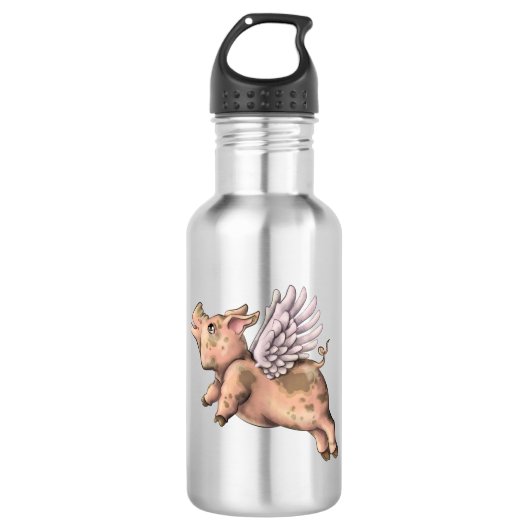 Schweine Fly Edelstahlflasche (Vorderseite)