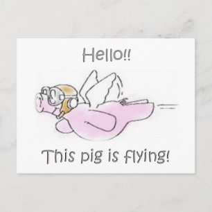 Schweine Fly Postcard Postkarte