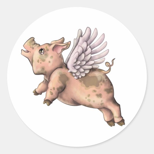 Schweine Fly Runder Aufkleber (Vorderseite)