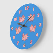 Schweine Fly-Uhr Große Wanduhr (Winkel)