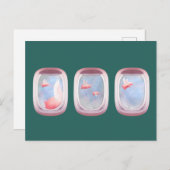 Schweine Flying Past Airplane Window Postkarte (Vorne/Hinten)