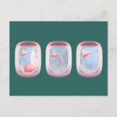 Schweine Flying Past Airplane Window Postkarte (Vorderseite)