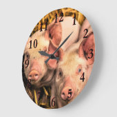Schweine Große Wanduhr (Winkel)