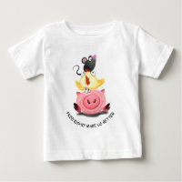Schweine-, Huhn- und Maus-Baby-T - Shirt mit Text