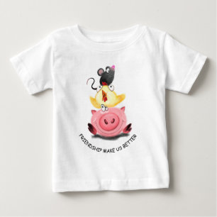 Schweine-, Huhn- und Maus-Baby-T - Shirt mit Text