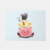 Schweine Hühnchen und Maus Freunde Funny Doormat Fußmatte (Vorderseite)