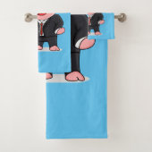 Schweine im geschäftlichen Anzug Cartoon Badhandtuch Set (Insitu)
