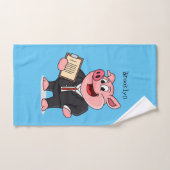 Schweine im geschäftlichen Anzug Cartoon Badhandtuch Set (Handtuch)