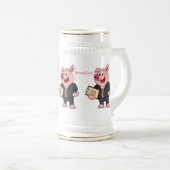 Schweine im geschäftlichen Anzug Cartoon Bierglas (VorderseiteRechts)