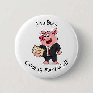 Schweine im geschäftlichen Anzug Cartoon Button