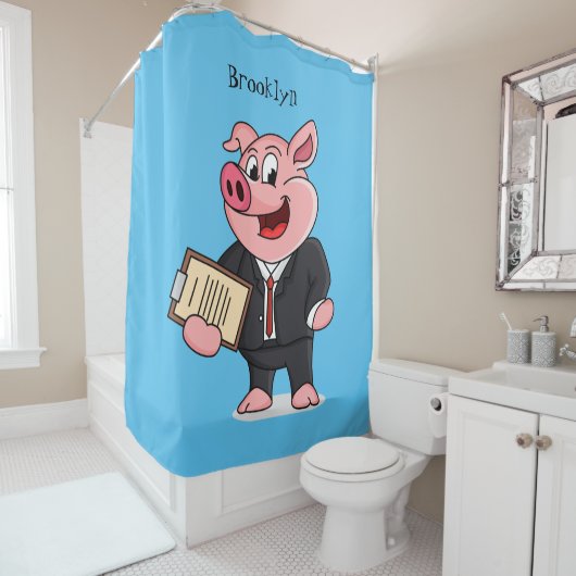 Schweine im geschäftlichen Anzug Cartoon Duschvorhang (Beispiel)
