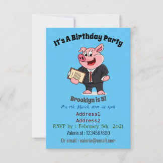 Schweine im geschäftlichen Anzug Cartoon Einladung