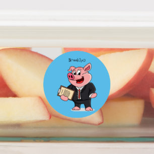 Schweine im geschäftlichen Anzug Cartoon Etiketten