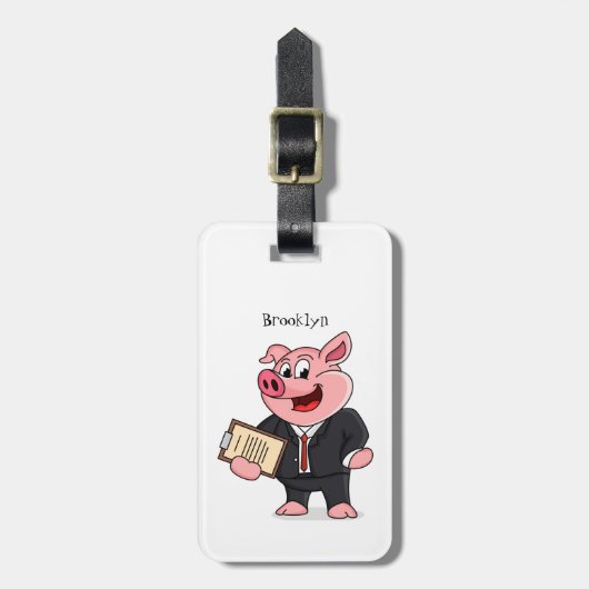 Schweine im geschäftlichen Anzug Cartoon Gepäckanhänger (Vorderseite vertikal)